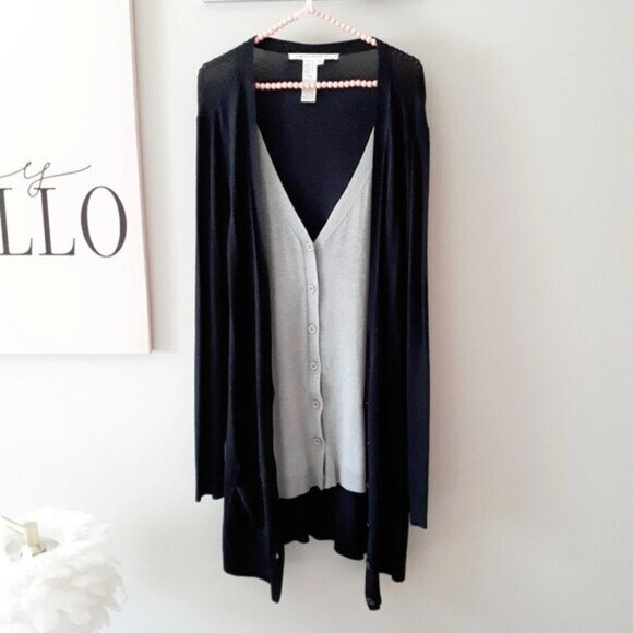 EUC Max Studio black  &  grey longline cardigan sweater, L - Picture 8 of 8